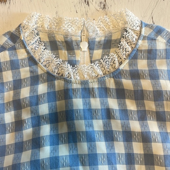 VINTAGE Blue Gingham Girl’s Dress - Picture 4 of 4
